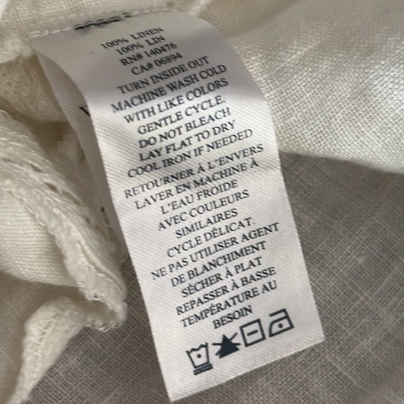 NWT Faherty "Mariposa" white linen frill short sleeve - size M - Picture 8 of 8